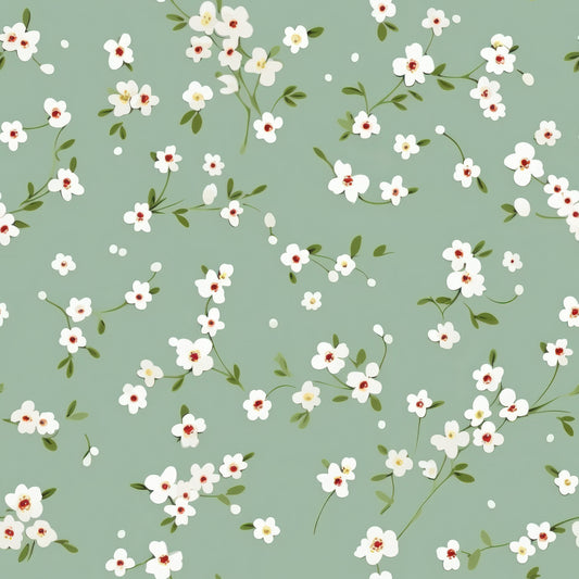 Weiße Blümchen mint - Rib Jersey
