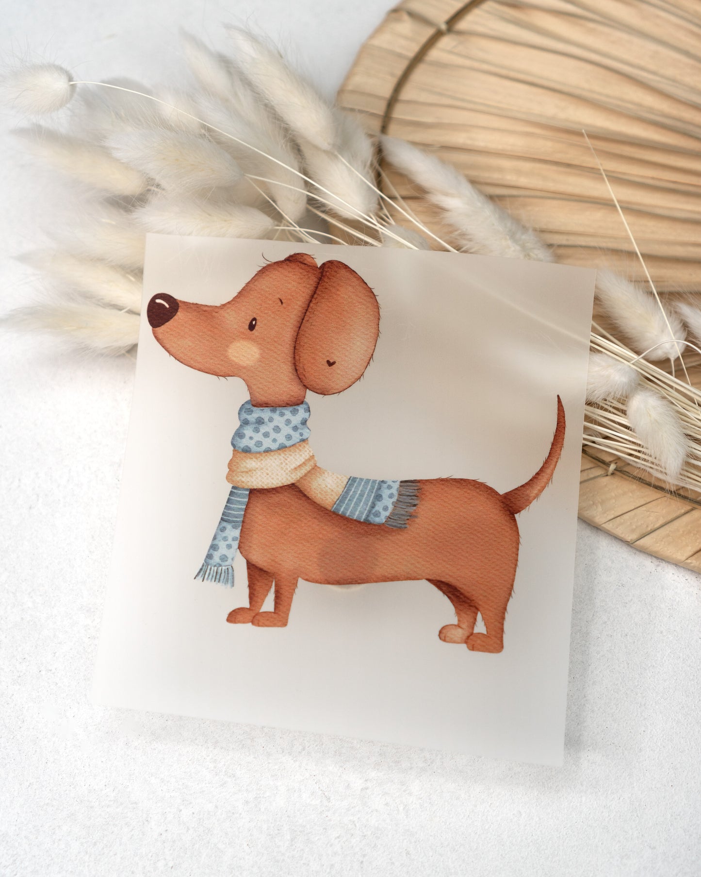 Dackel mit Schal - Bügelbild