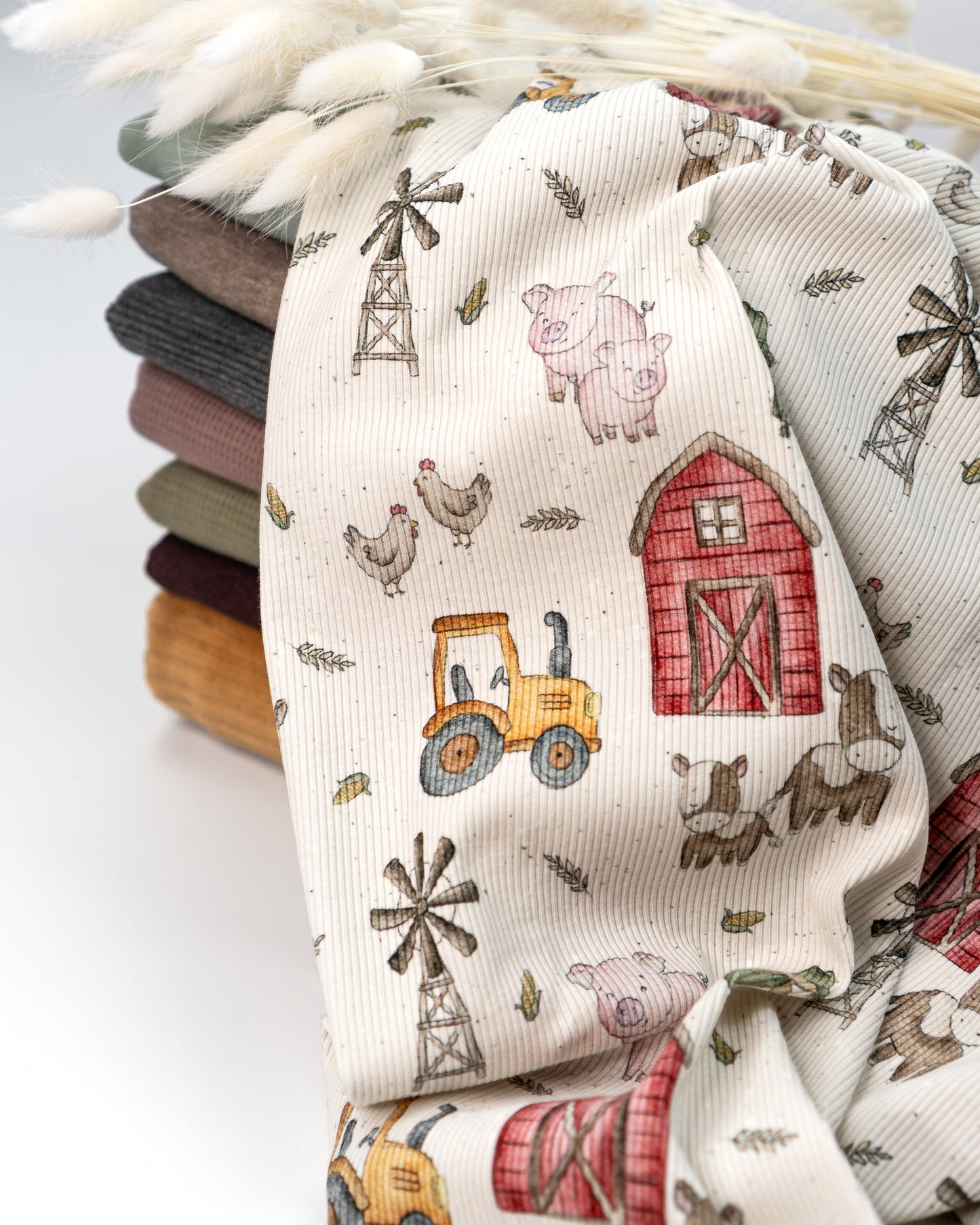 Auf dem Bauernhof mit Tieren & Traktor - Rib Jersey