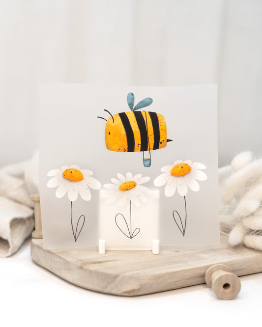 Biene mit Blumen - Bügelbild