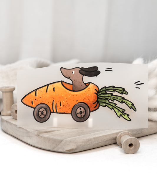 Dackel in der Möhre - Bügelbild