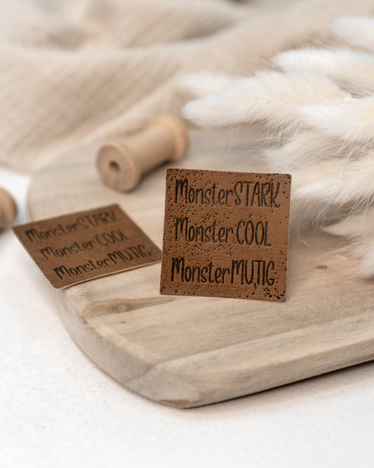 Monster Stark, Monster Cool, Montser Mutig - Kunstleder Label