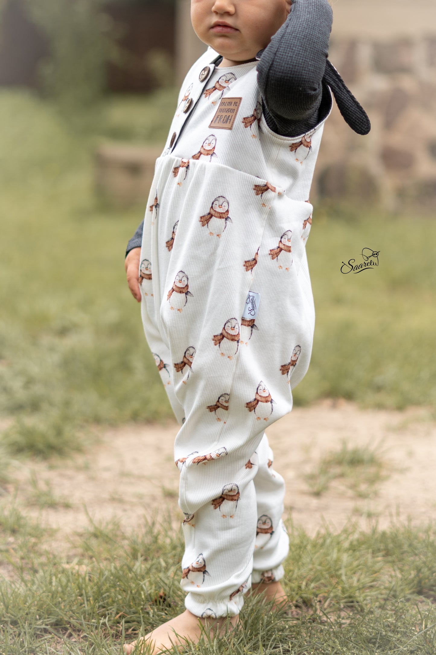 Rest 95 cm Kleiner Pinguin mit Schal- Rib Jersey
