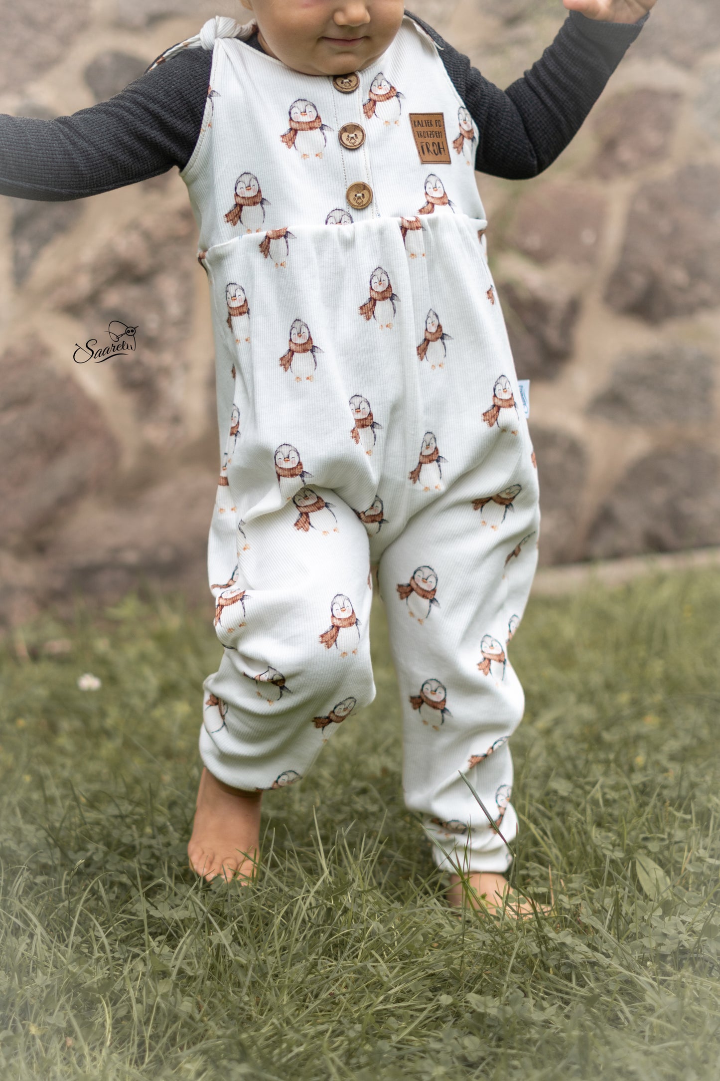 Rest 95 cm Kleiner Pinguin mit Schal- Rib Jersey