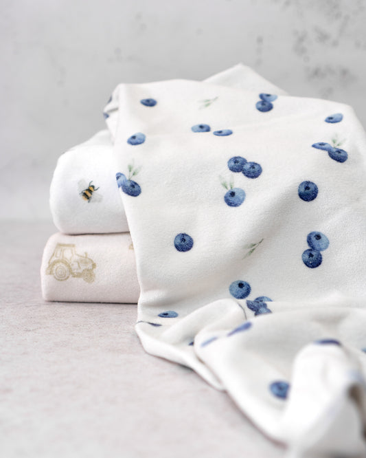 Frottee Blaubeeren- Bio Baumwolle