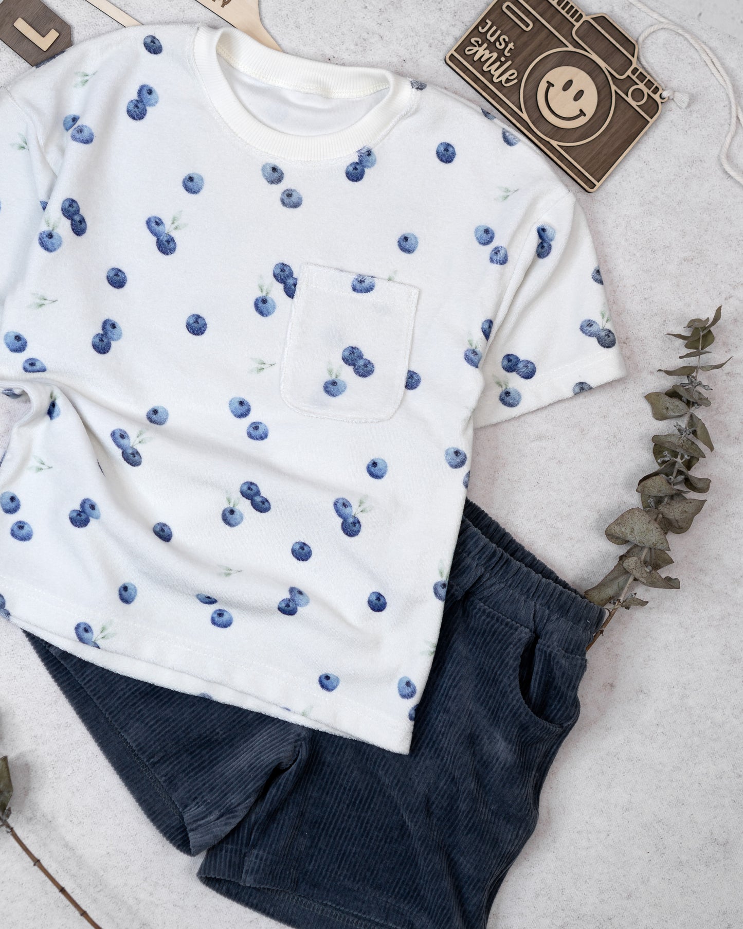 Frottee Blaubeeren- Bio Baumwolle