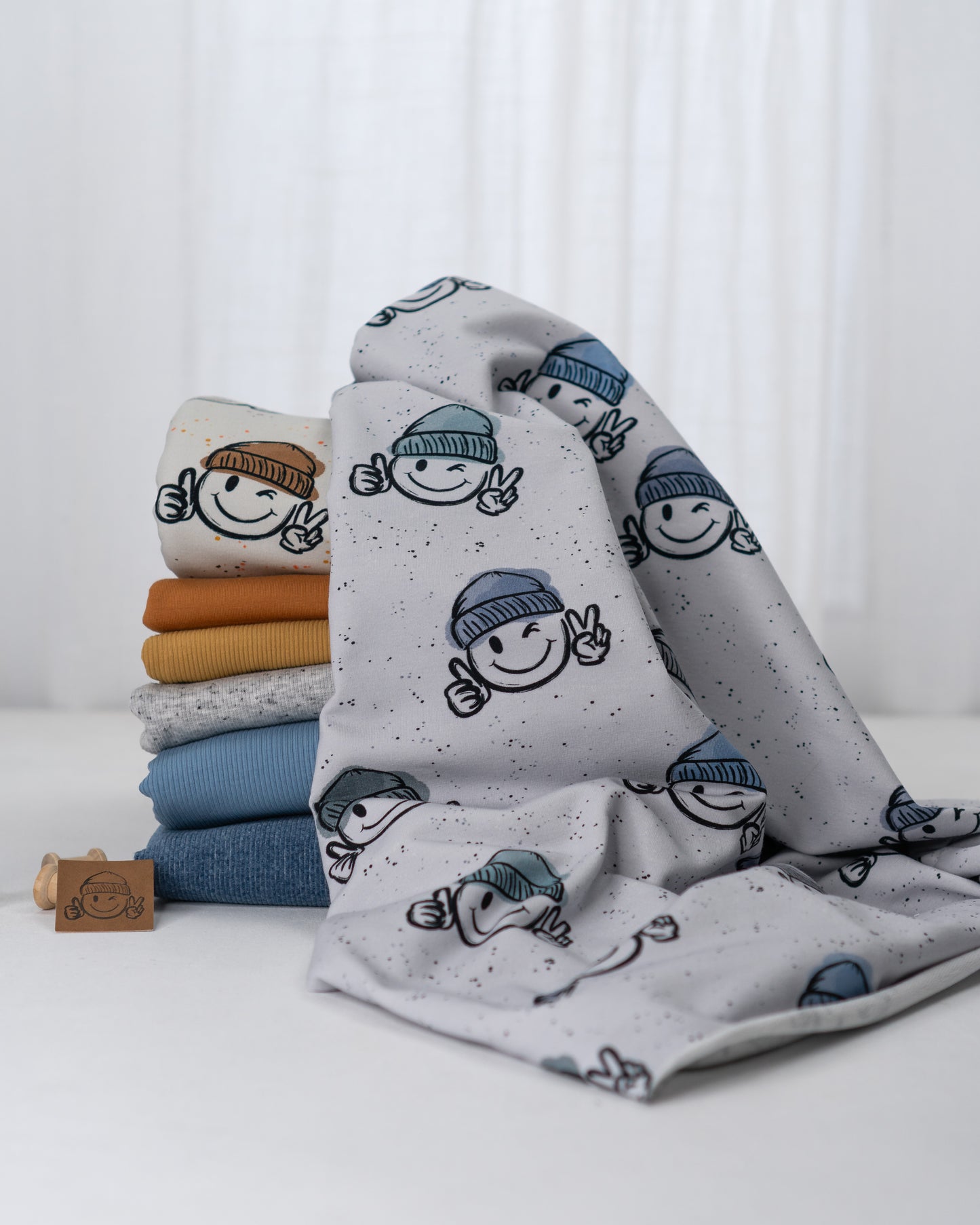 Winter Smiley blau - French Terry