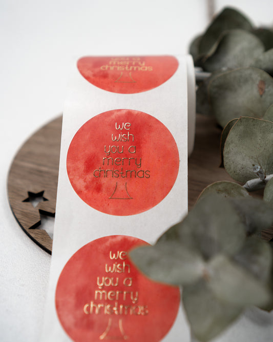 We wish you a merry christmas - rot watercolor - Aufkleber