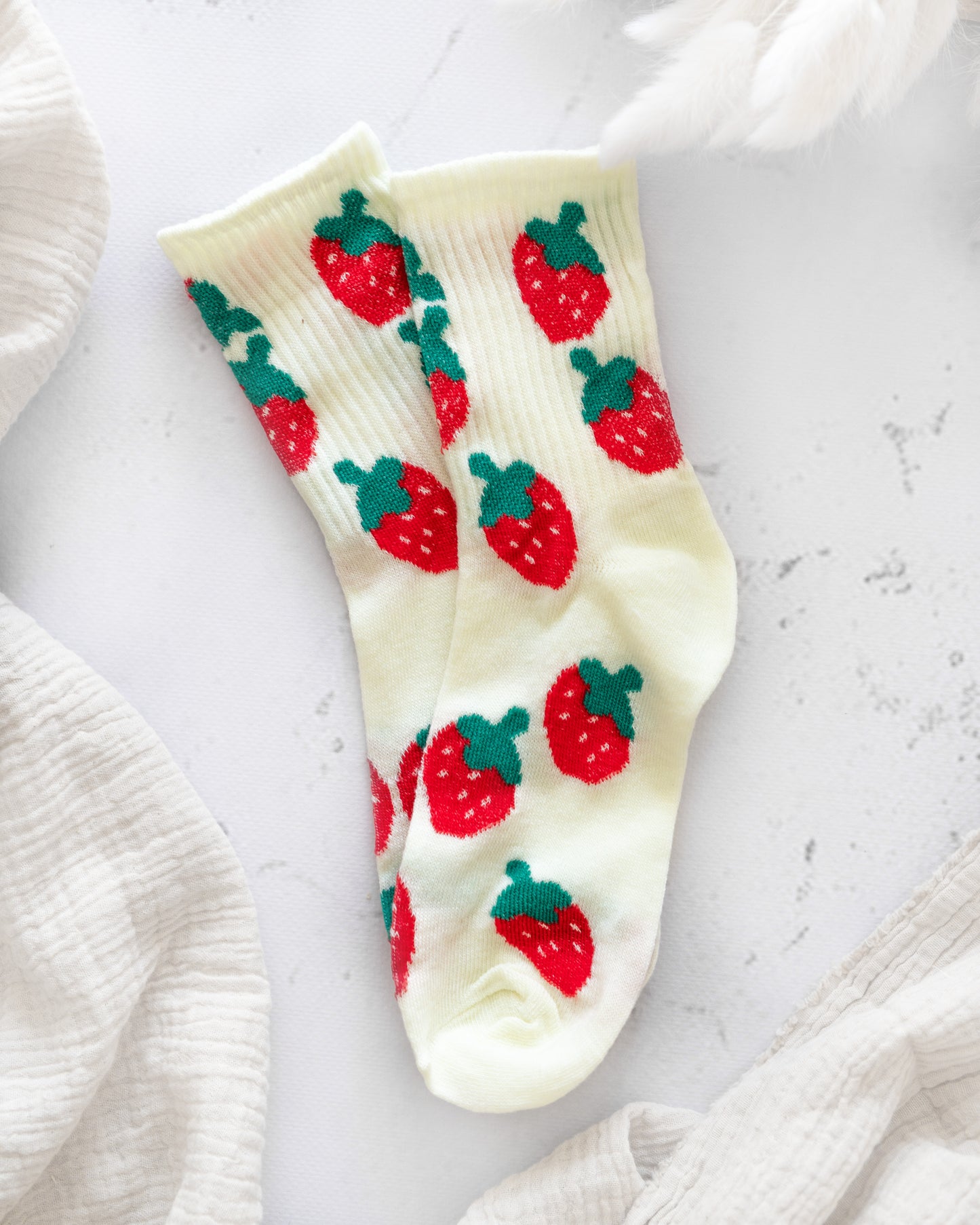 Damen Erdbeer Socken - creme