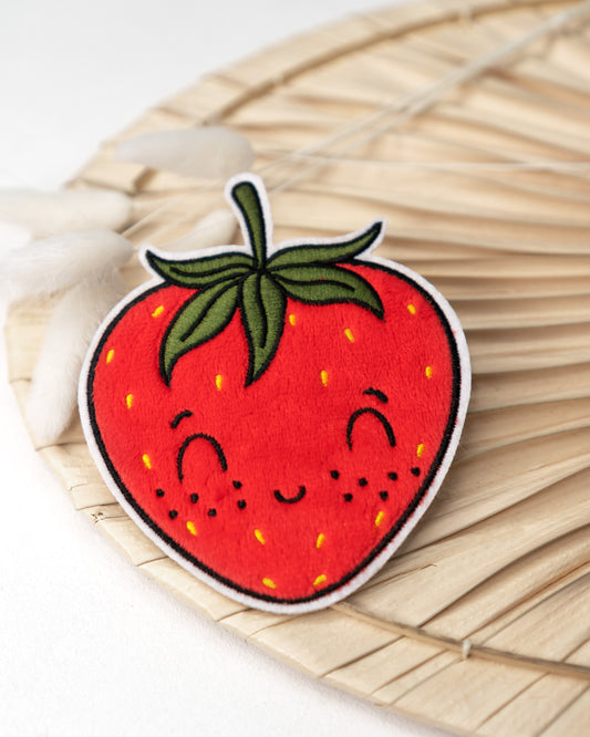 Smiling Strawberry - Chenille Patch