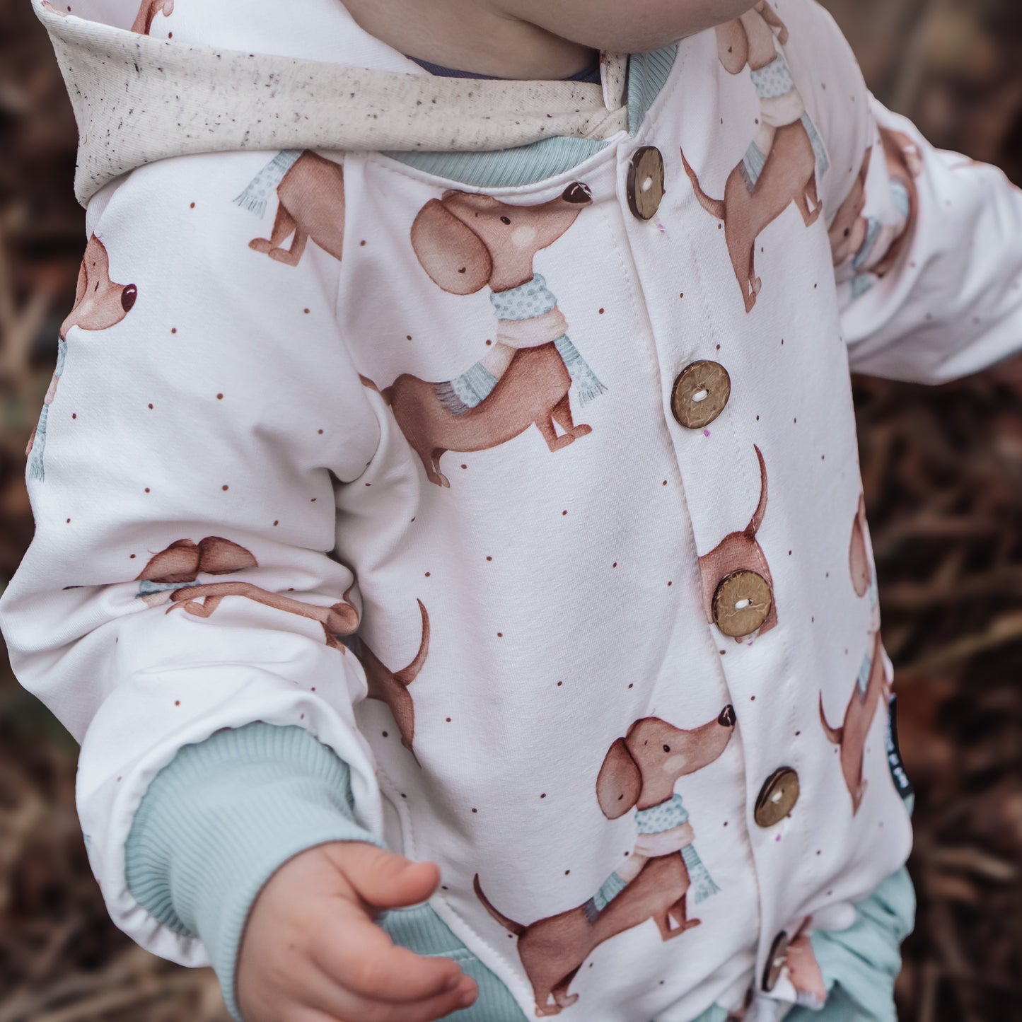 Dackel mit Schal & Dots - French Terry