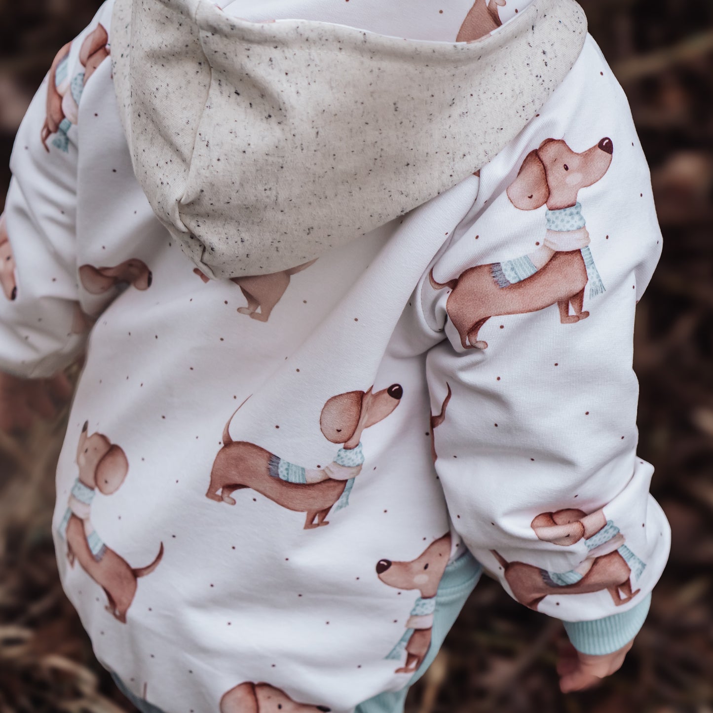 Dackel mit Schal & Dots - French Terry