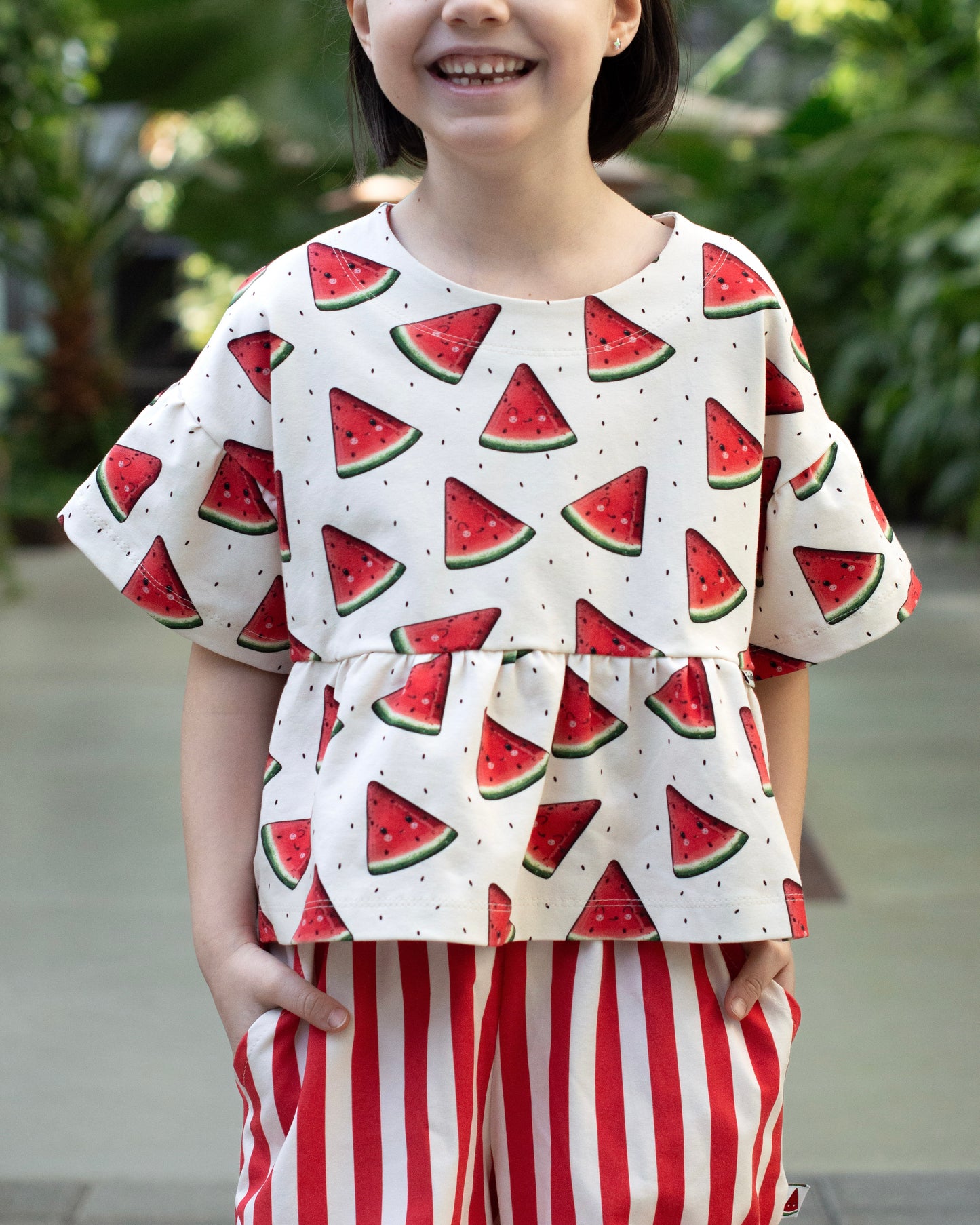 Streifen Kombi Smiling Melone - Jersey