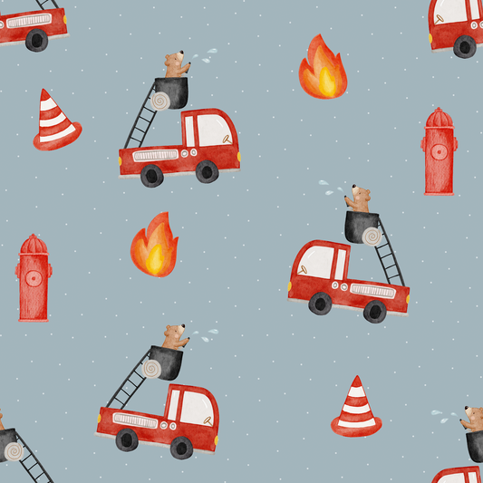 Feuerwehr mit Bär & Flamme - French Terry
