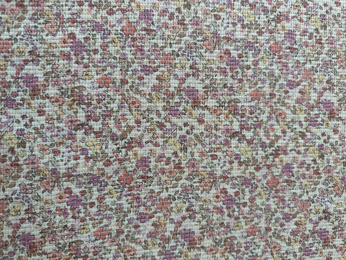 Rest 1,25m Waffelstrick Jersey Blumen