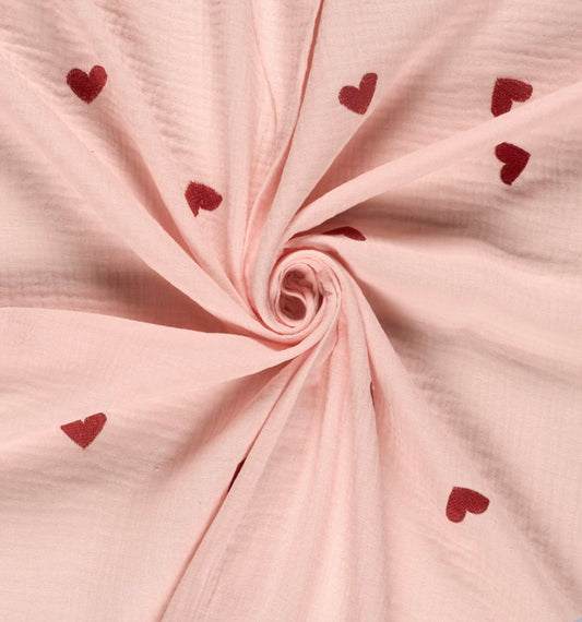 Musselin Herzen rosa - embroidery