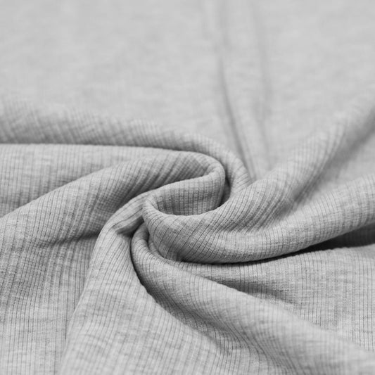Riffle Stripe Rib Jersey - hellgrau melange