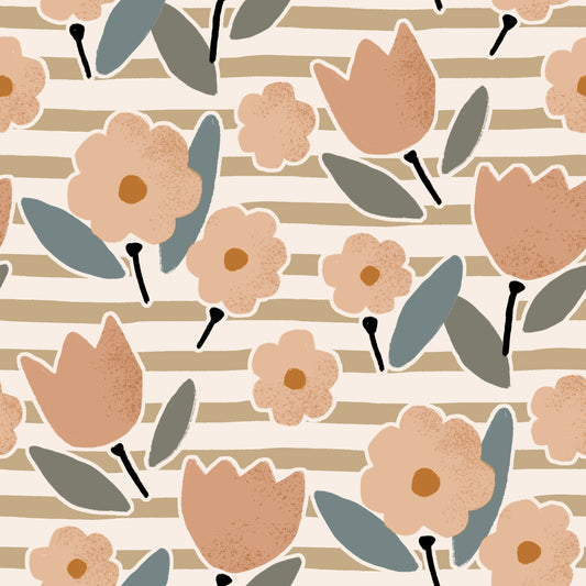 Grow Up Flowers Stripes - Jersey