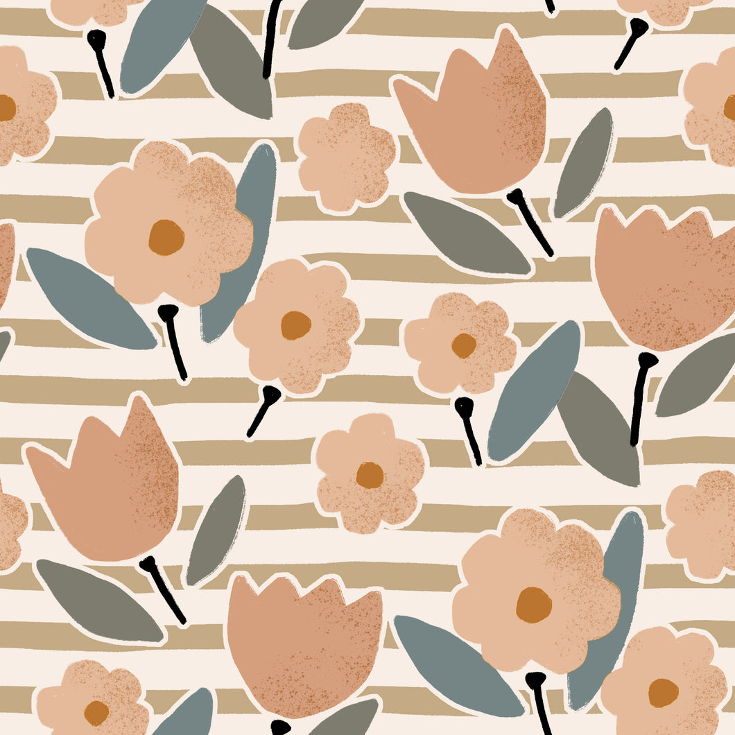 Grow Up Flowers Stripes - Jersey