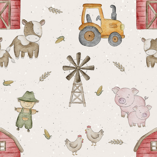 Auf dem Bauernhof mit Tieren & Traktor - Rib Jersey