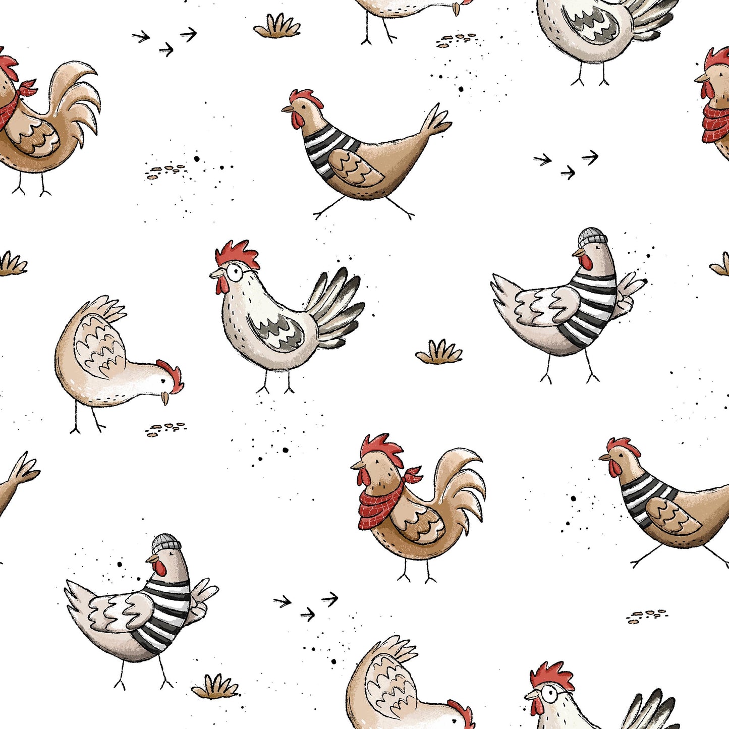 Hühner Treff offwhite - Rib Jersey