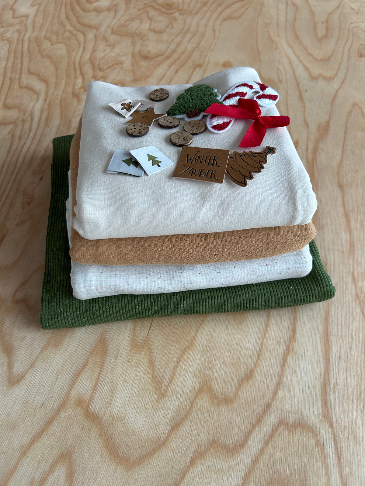 Happy StoffPaket - Weihnachten Creme/grün