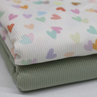 Bunte Herzen - Rib Jersey