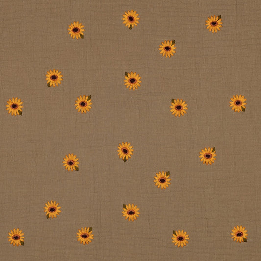 Musselin Sonnenblumen beige - embroidery