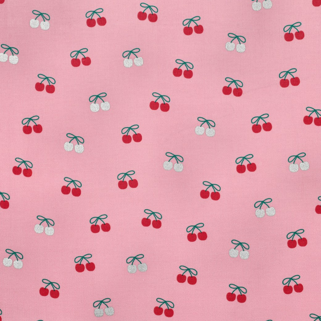 Fein Cord Kirschen embroidery - rosa