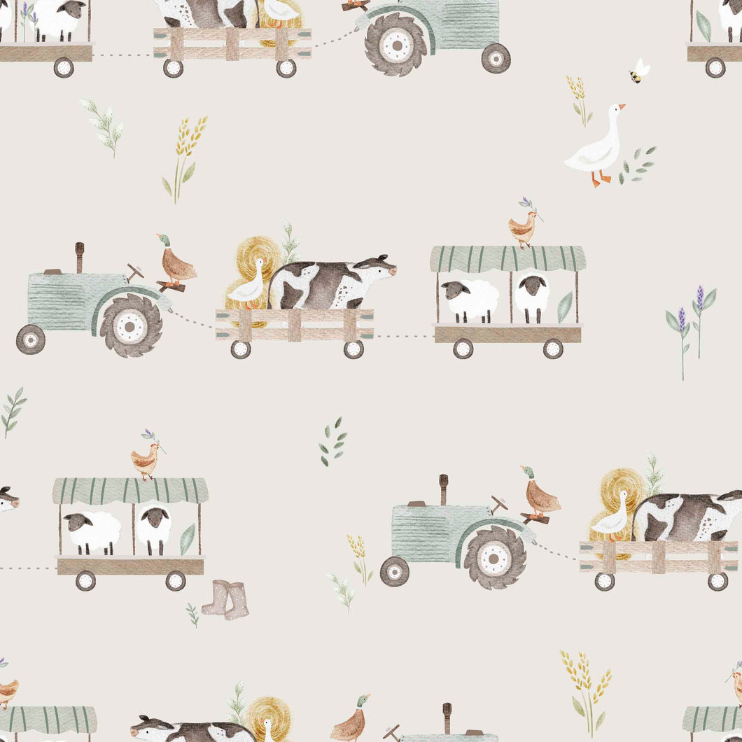 Tractor with Farm animals - Rib Jersey