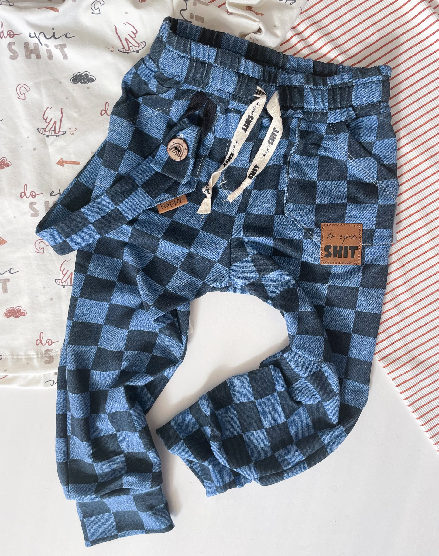 Denim Schachbrett jeansblue - FT