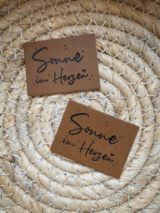 Sonne im Herzen - Kunstleder Label
