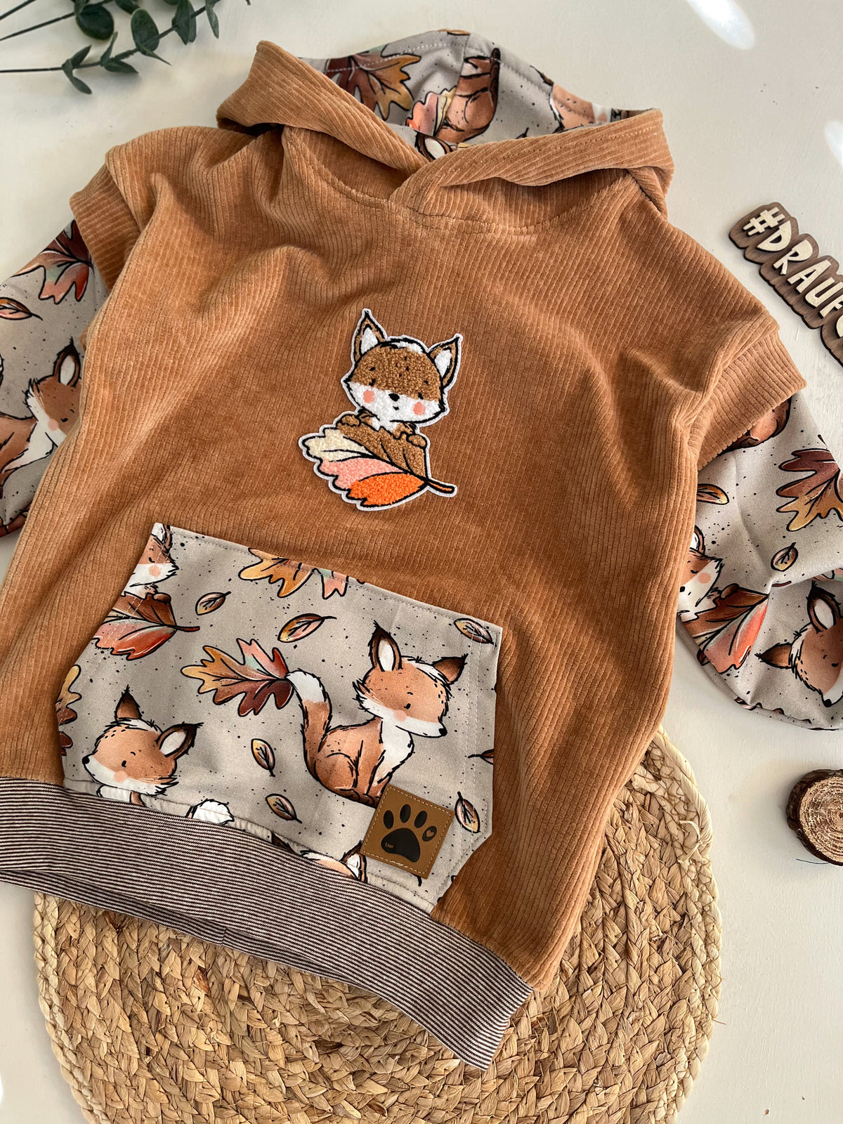 Fuchs mit Blättern - French Terry