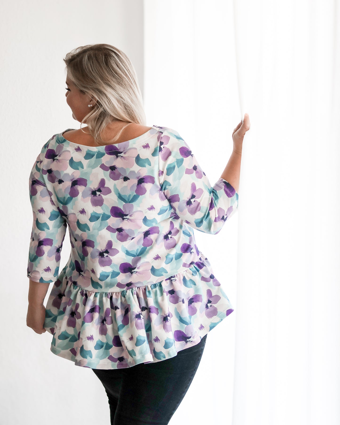 Big Flowers lavendel/teal - French Terry