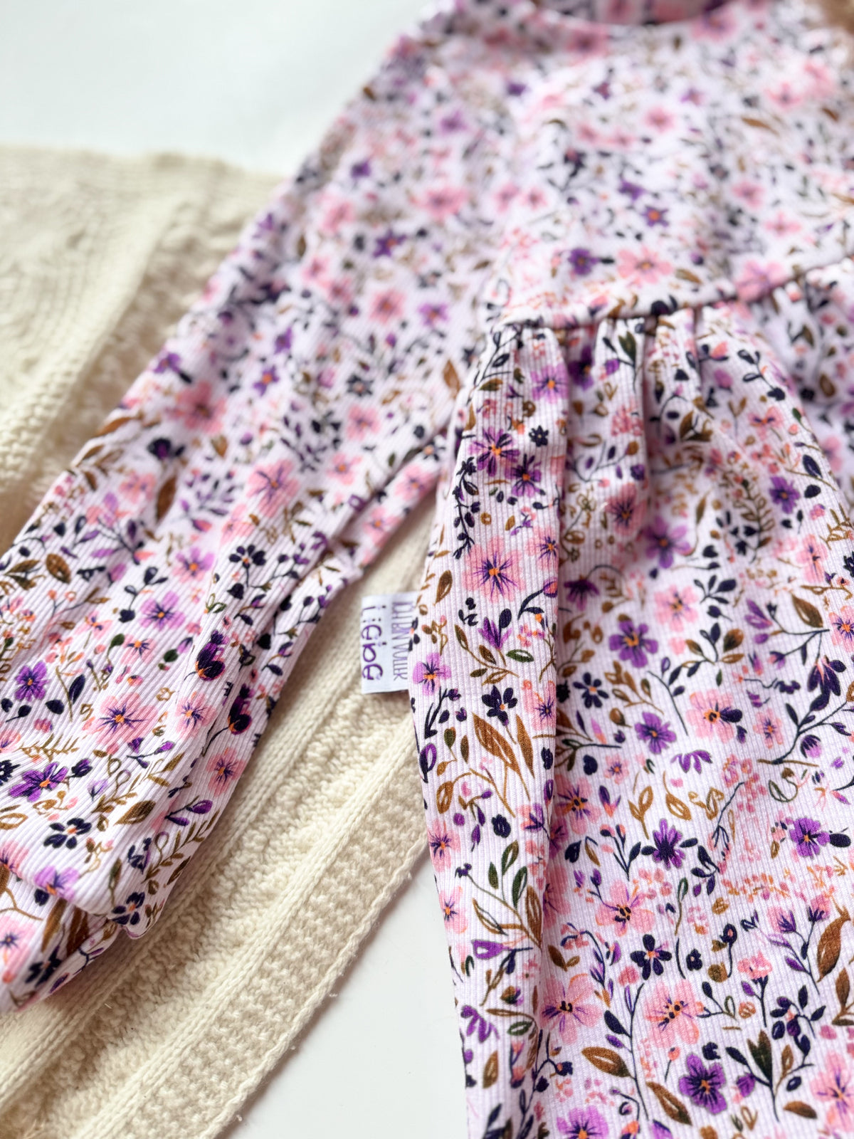 Dusky Lavender Flowers - Rib Jersey