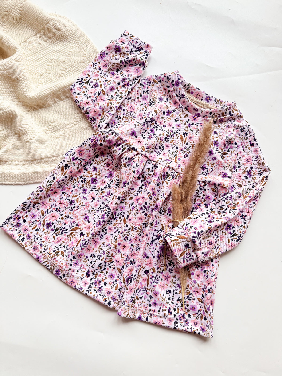 Dusky Lavender Flowers - Rib Jersey