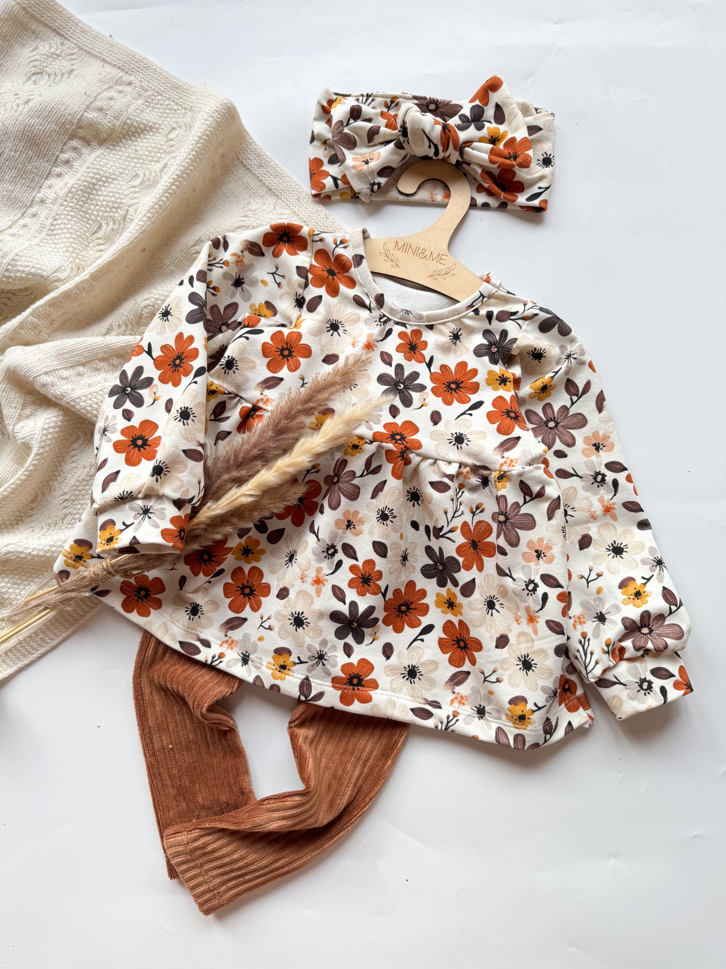 Boho Flowers rust - French Terry