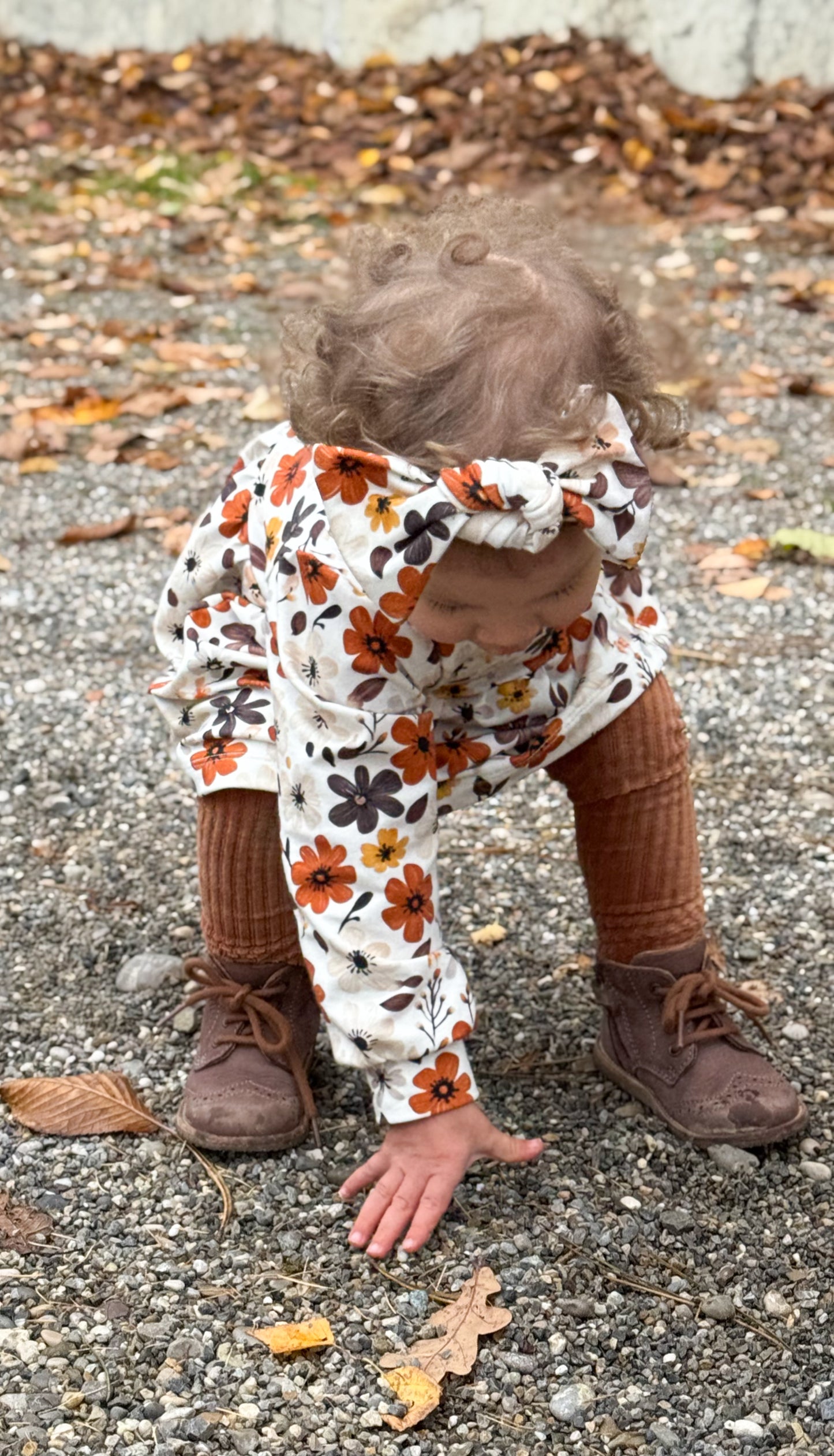 Boho Flowers rust - French Terry