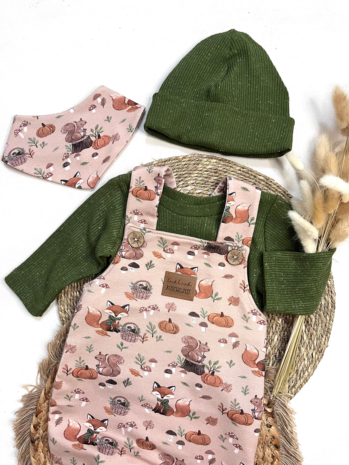 Fuchs & Eichhörnchen mit Kürbissen - French Terry