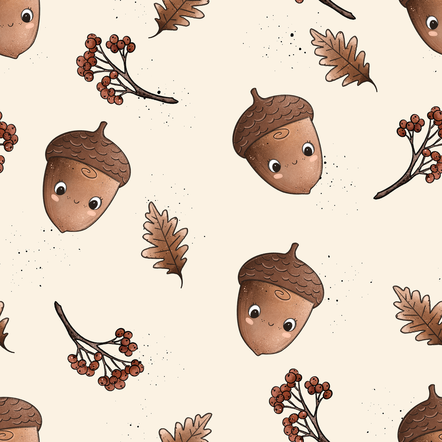 Smiling Acorns cream - French Terry