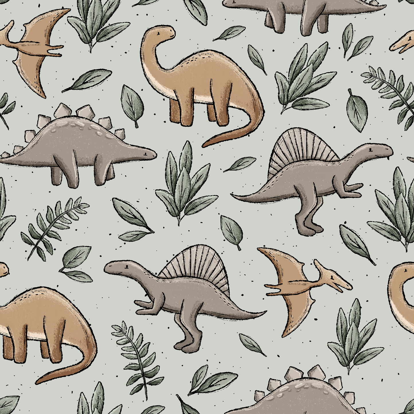 Dino & Leaves - French Terry