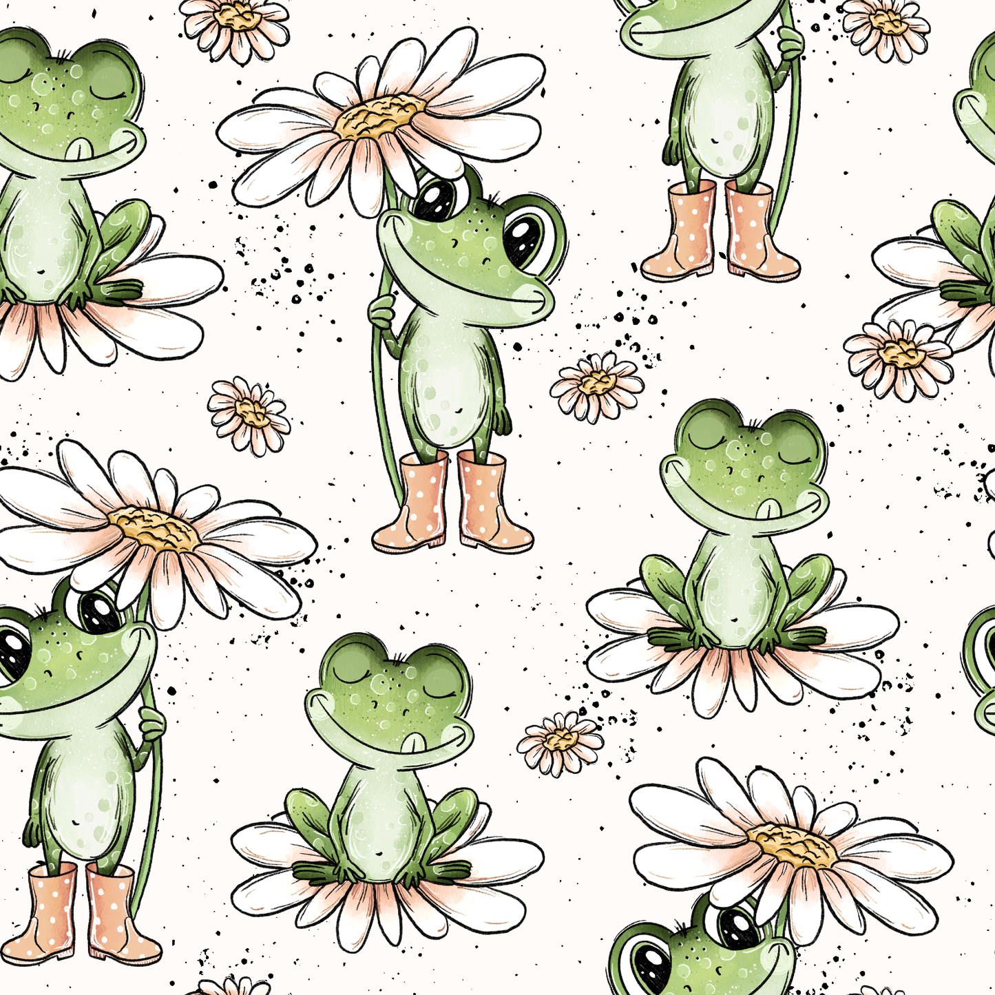 Frosch mit Blümchen - Jersey Eigenproduktion
