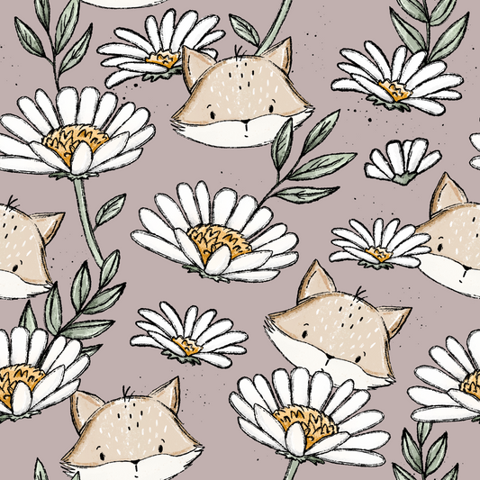 Fuchswiese Margeriten Liebe mauve uni - Jersey