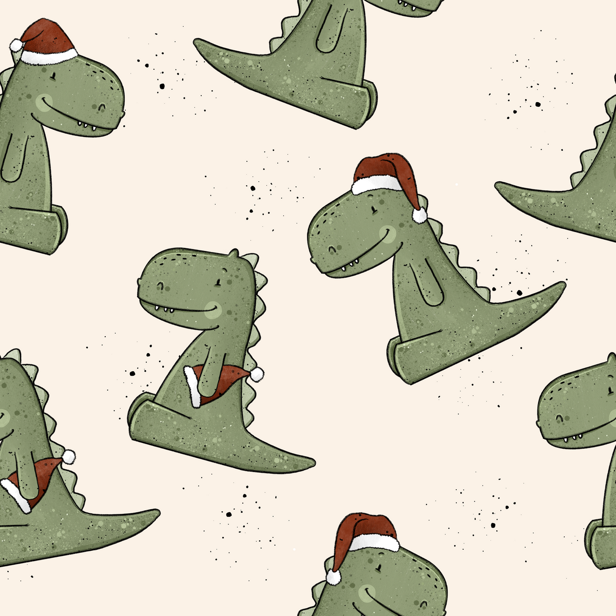 T-Rex mit Weihnachtsmütze - Dino X-Mas - Rib Jersey