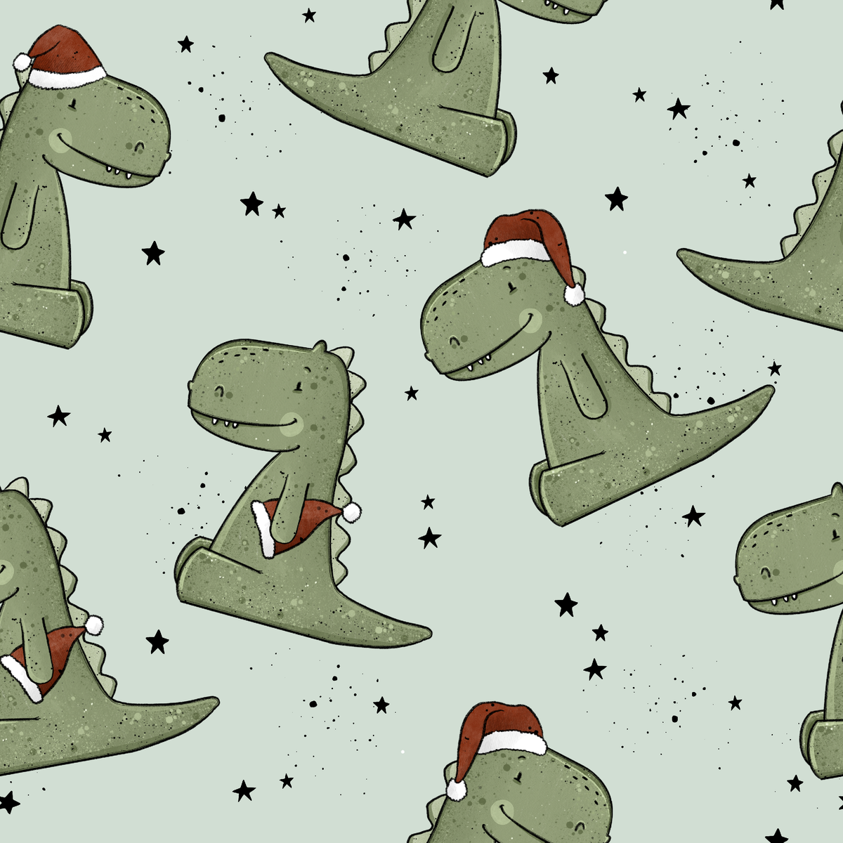 T-Rex mit Weihnachtsmütze - Dino X-Mas green - French Terry