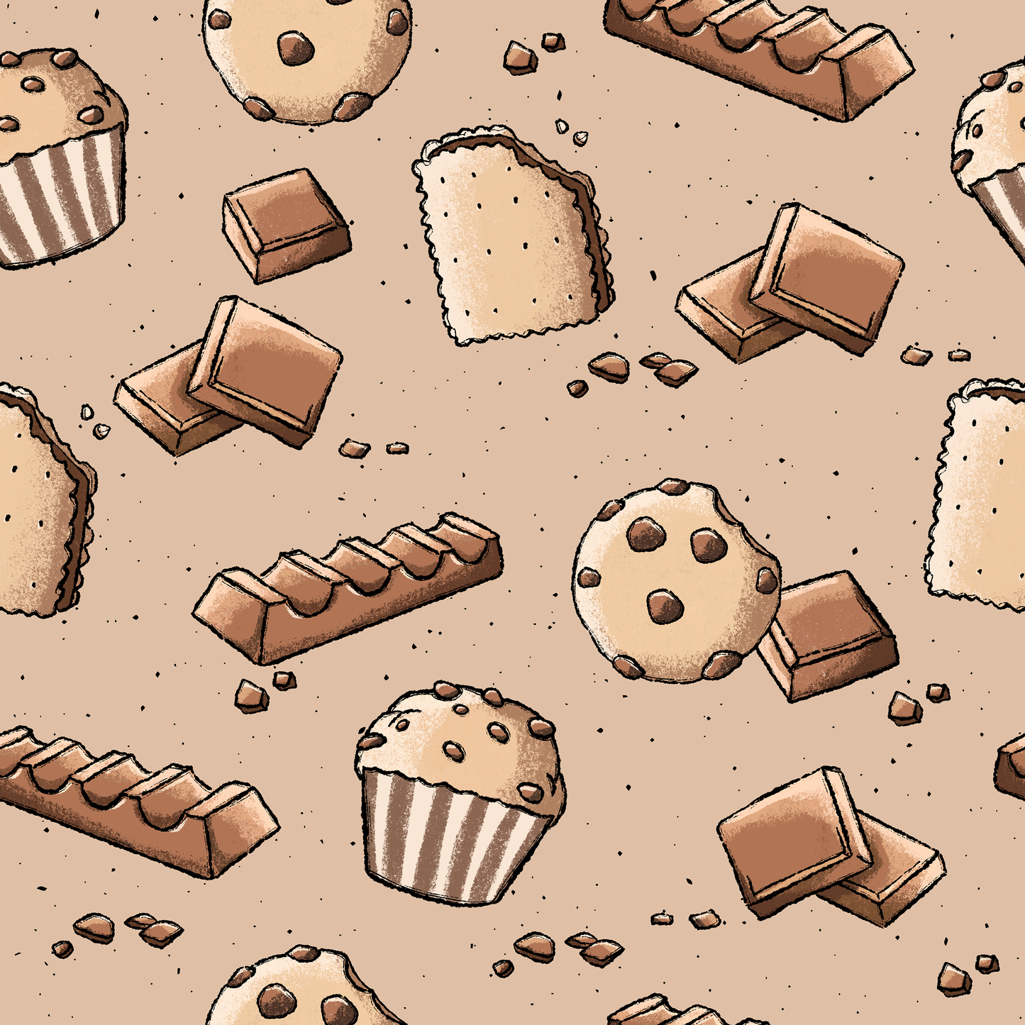 Schokolade, Cookie & Muffin beige - French Terry