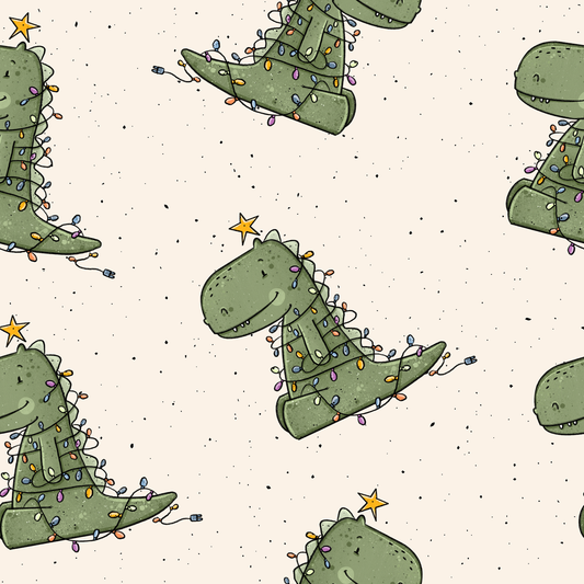 Christmas T-Rex - Rib Jersey