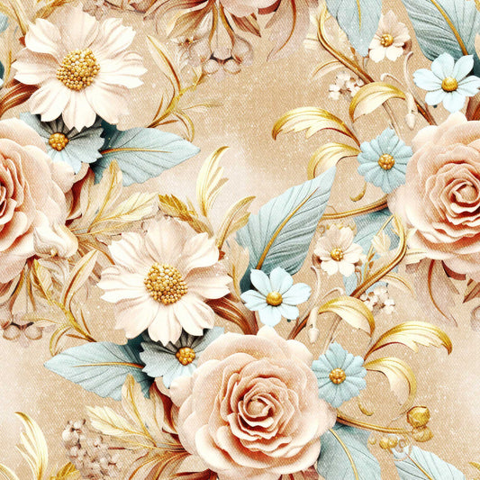 Denim Luxus Flowers gold - Jersey