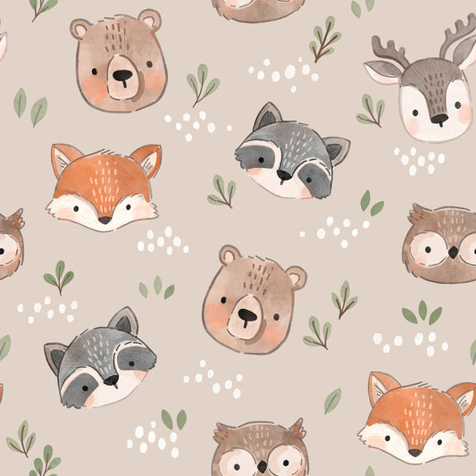 Fuchs - Bär - Waschbär - Eule - Hirsch - Tierköpfe - French Terry