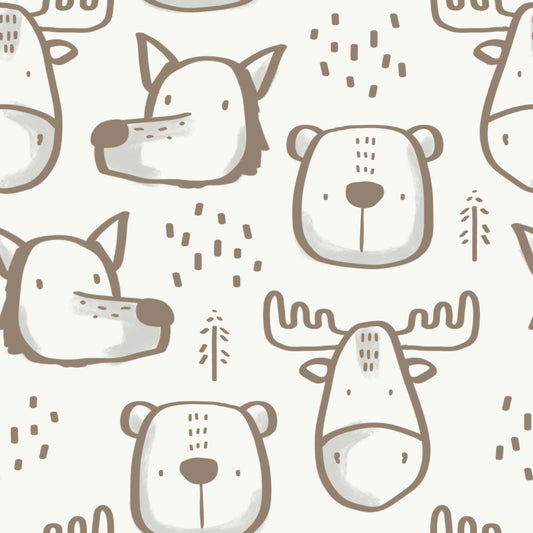 Forest Friends Bär - Elch - Wolf - Rib Jersey